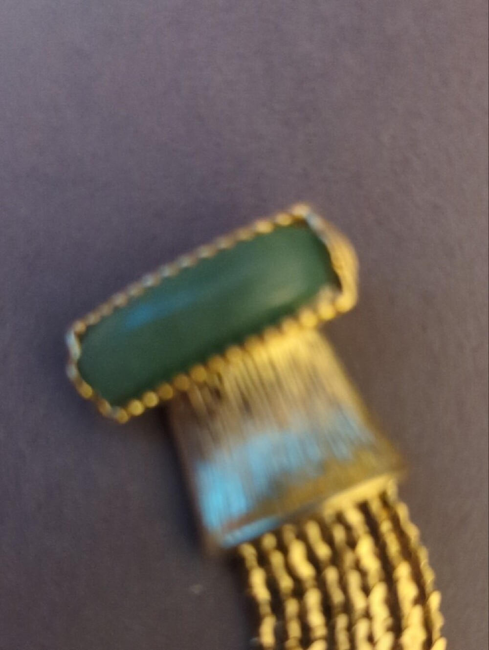 Gold-Tone Bracelet with Green Stone Accent - Picture 3 of 5